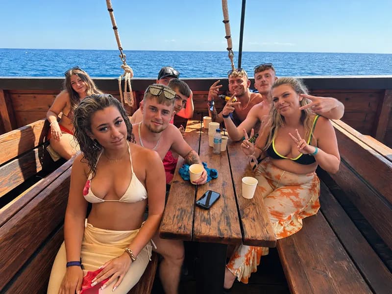 Friends celebrating together on The Tenerife Boat Party